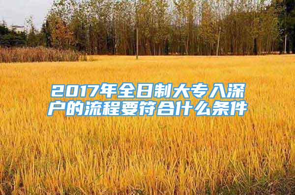 2017年全日制大专入深户的流程要符合什么条件