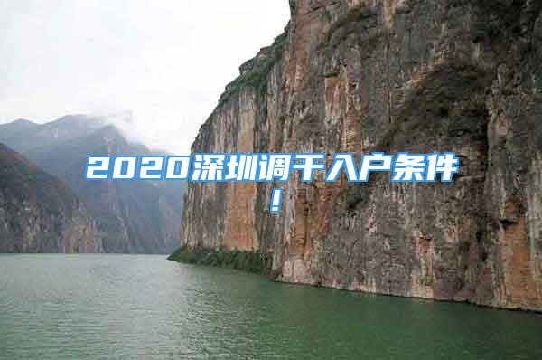 2020深圳调干入户条件！