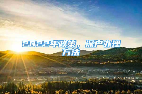 2022年政策，深户办理方法