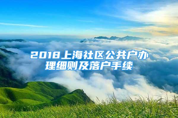 2018上海社区公共户办理细则及落户手续