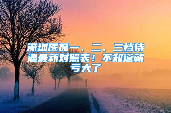 深圳医保一、二、三档待遇最新对照表！不知道就亏大了