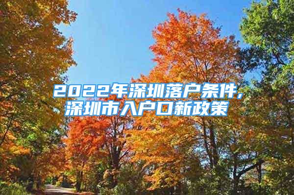 2022年深圳落户条件,深圳市入户口新政策