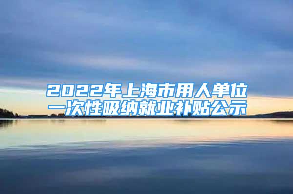 2022年上海市用人单位一次性吸纳就业补贴公示