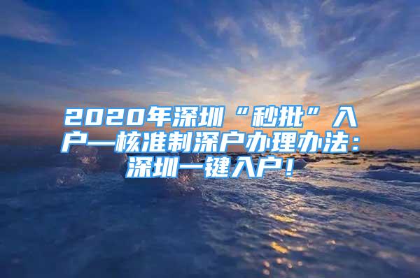 2020年深圳“秒批”入户—核准制深户办理办法：深圳一键入户！