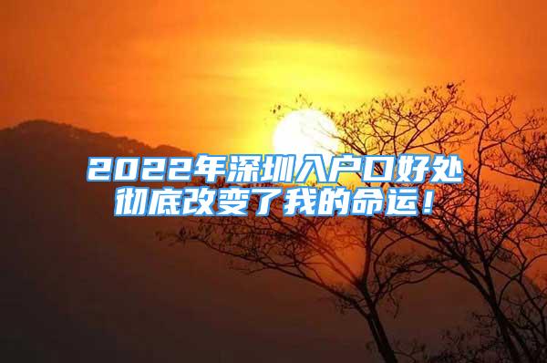 2022年深圳入户口好处彻底改变了我的命运！