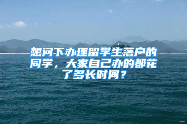 想问下办理留学生落户的同学，大家自己办的都花了多长时间？