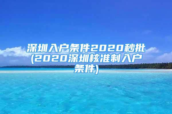 深圳入户条件2020秒批(2020深圳核准制入户条件)