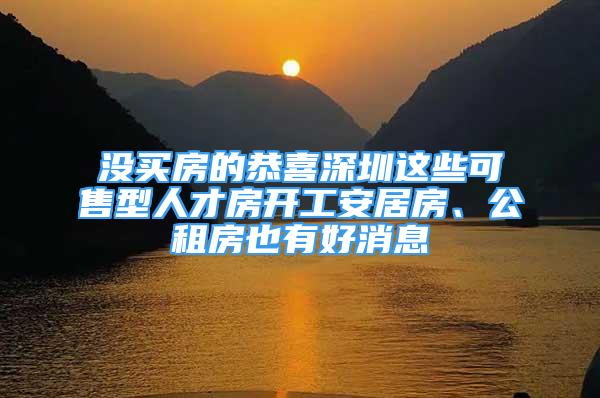 没买房的恭喜深圳这些可售型人才房开工安居房、公租房也有好消息