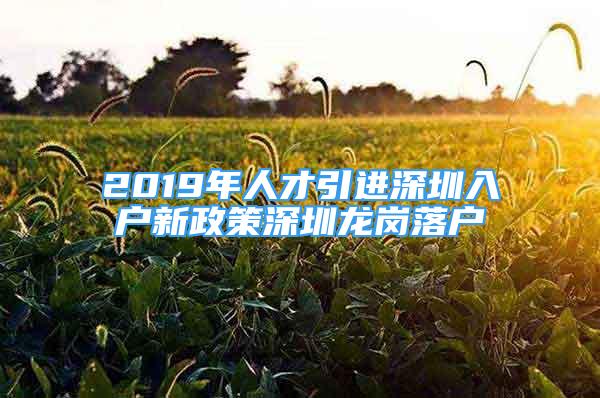 2019年人才引进深圳入户新政策深圳龙岗落户