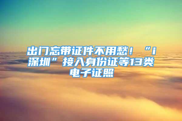 出门忘带证件不用愁！“i深圳”接入身份证等13类电子证照