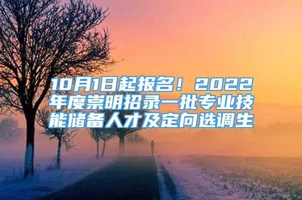 10月1日起报名！2022年度崇明招录一批专业技能储备人才及定向选调生