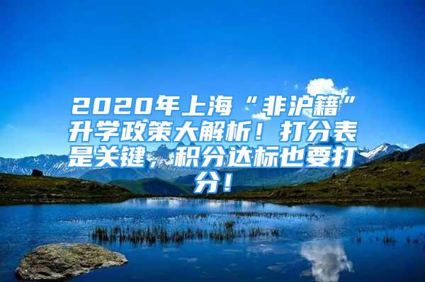 2020年上海“非沪籍”升学政策大解析！打分表是关键，积分达标也要打分！