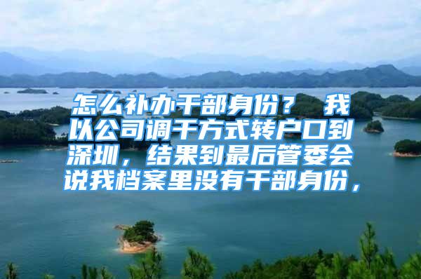 怎么补办干部身份？ 我以公司调干方式转户口到深圳，结果到最后管委会说我档案里没有干部身份，