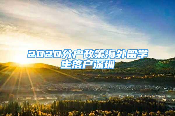 2020分户政策海外留学生落户深圳