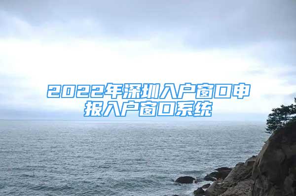 2022年深圳入户窗口申报入户窗口系统