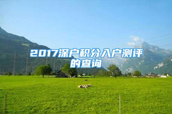 2017深户积分入户测评的查询