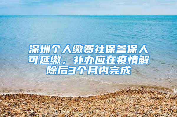 深圳个人缴费社保参保人可延缴，补办应在疫情解除后3个月内完成