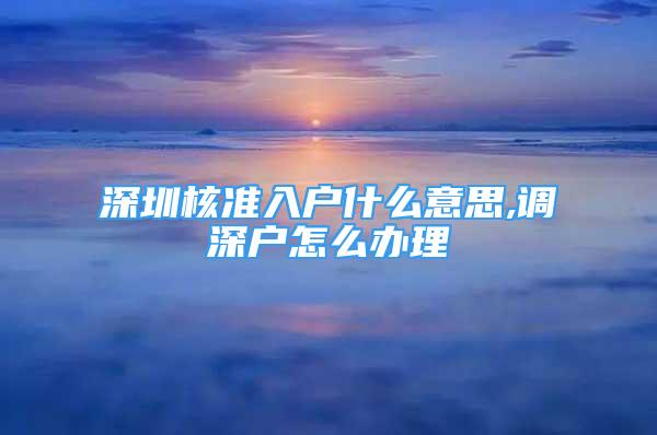 深圳核准入户什么意思,调深户怎么办理