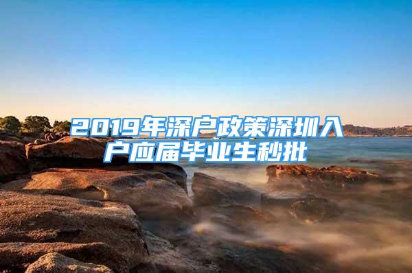 2019年深户政策深圳入户应届毕业生秒批