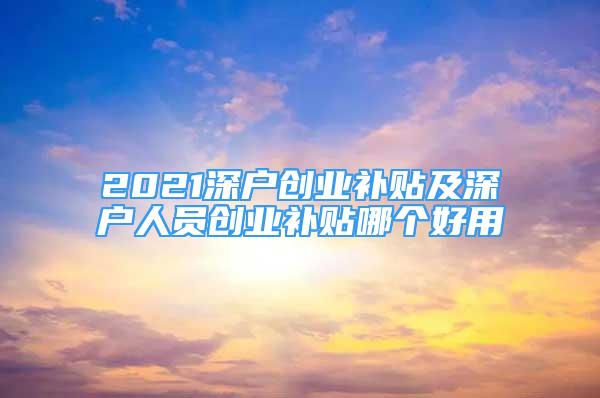 2021深户创业补贴及深户人员创业补贴哪个好用