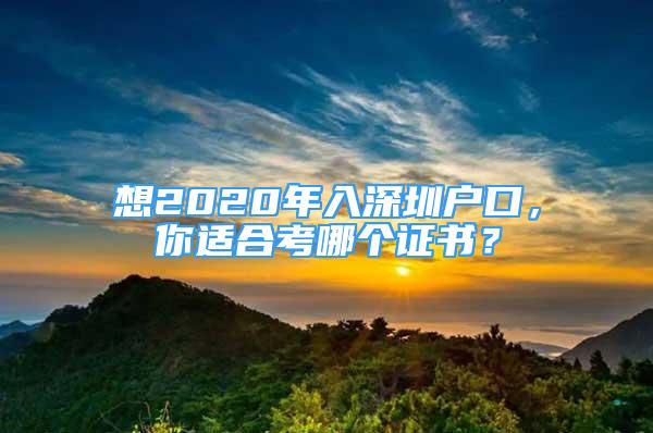 想2020年入深圳户口，你适合考哪个证书？