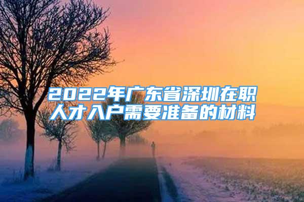 2022年广东省深圳在职人才入户需要准备的材料