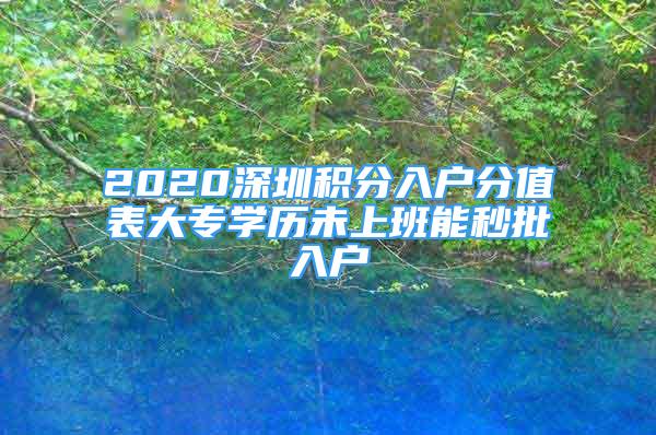 2020深圳积分入户分值表大专学历未上班能秒批入户