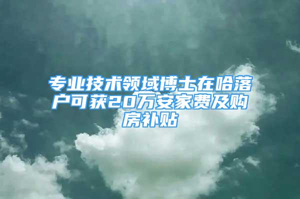 专业技术领域博士在哈落户可获20万安家费及购房补贴