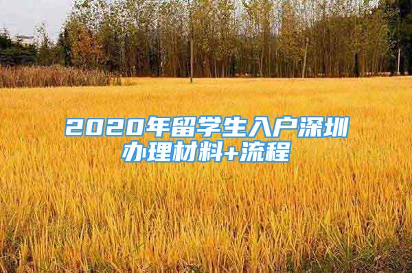 2020年留学生入户深圳办理材料+流程