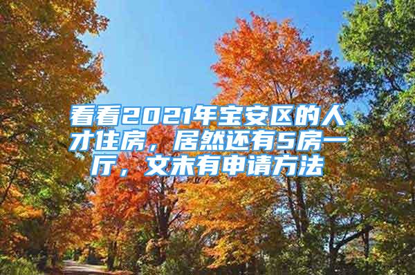 看看2021年宝安区的人才住房，居然还有5房一厅，文末有申请方法