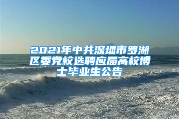 2021年中共深圳市罗湖区委党校选聘应届高校博士毕业生公告