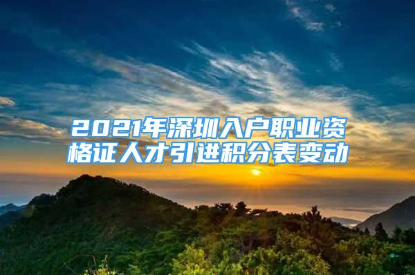 2021年深圳入户职业资格证人才引进积分表变动