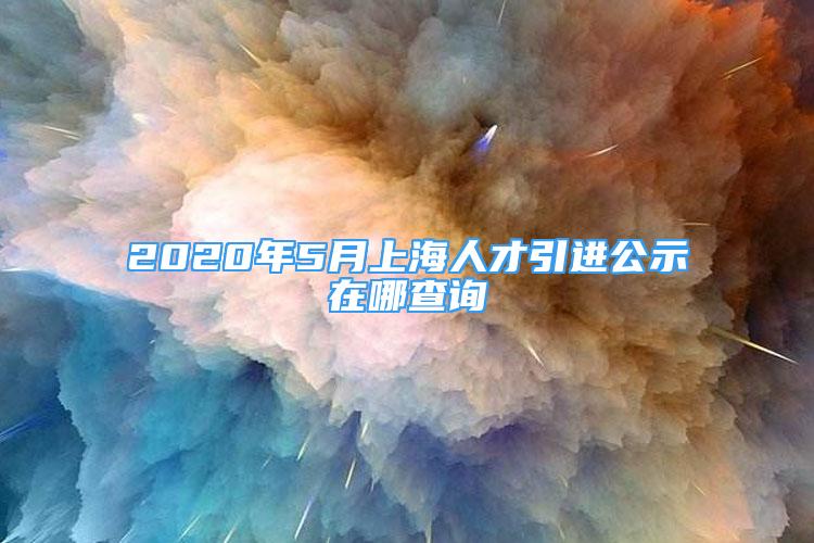 2020年5月上海人才引进公示在哪查询