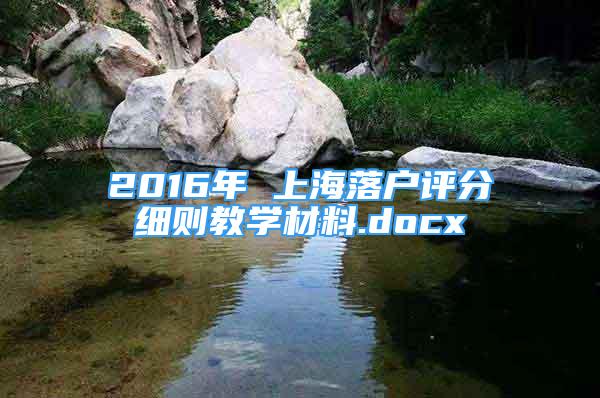 2016年 上海落户评分细则教学材料.docx