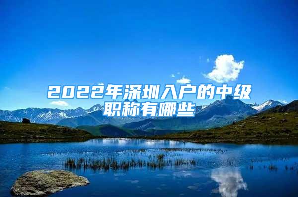 2022年深圳入户的中级职称有哪些