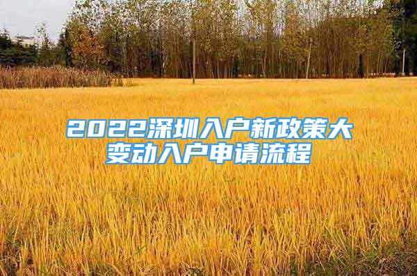 2022深圳入户新政策大变动入户申请流程