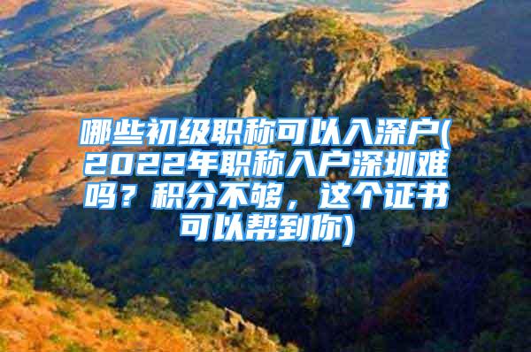 哪些初级职称可以入深户(2022年职称入户深圳难吗？积分不够，这个证书可以帮到你)