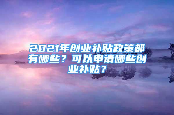 2021年创业补贴政策都有哪些？可以申请哪些创业补贴？