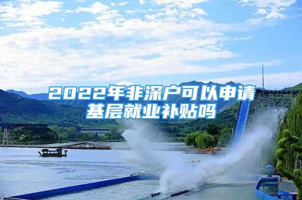 2022年非深户可以申请基层就业补贴吗