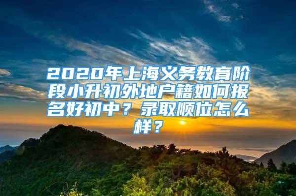 2020年上海义务教育阶段小升初外地户籍如何报名好初中？录取顺位怎么样？