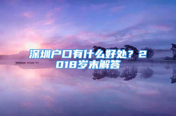 深圳户口有什么好处？2018岁末解答