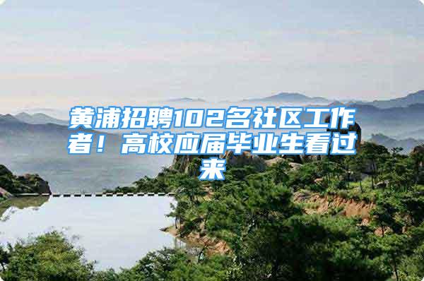 黄浦招聘102名社区工作者！高校应届毕业生看过来