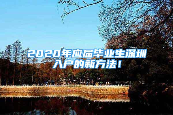 2020年应届毕业生深圳入户的新方法！