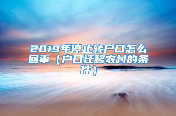 2019年停止转户口怎么回事（户口迁移农村的条件）