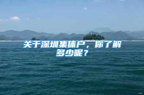 关于深圳集体户，你了解多少呢？