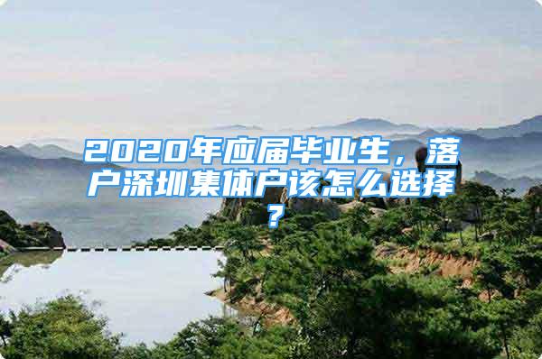 2020年应届毕业生，落户深圳集体户该怎么选择？