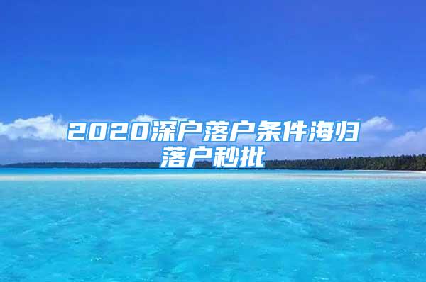 2020深户落户条件海归落户秒批