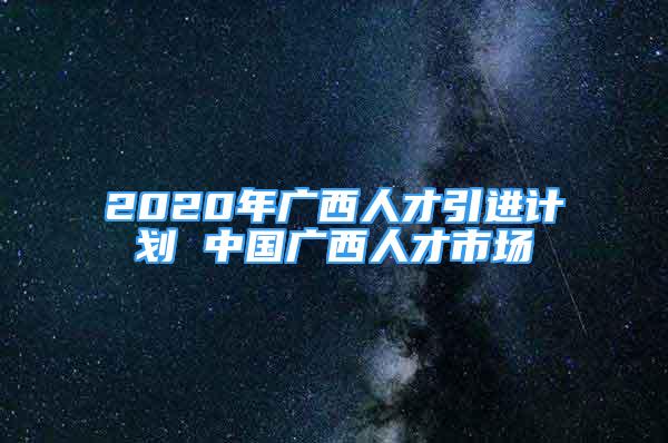 2020年广西人才引进计划 中国广西人才市场