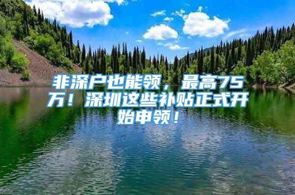 非深户也能领，最高75万！深圳这些补贴正式开始申领！