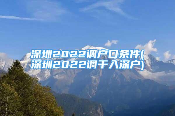 深圳2022调户口条件(深圳2022调干入深户)